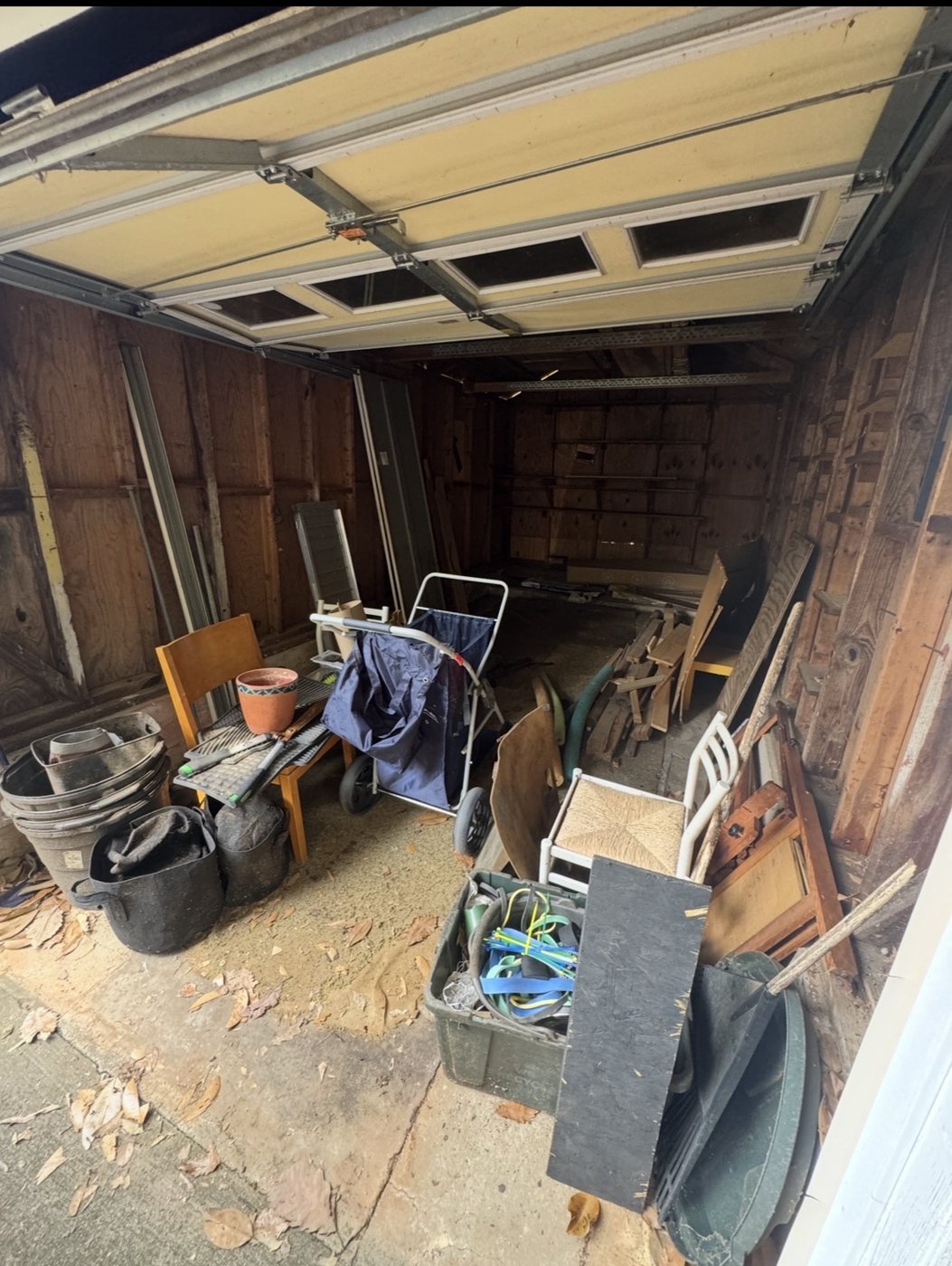 Before photo of a shed cleanout